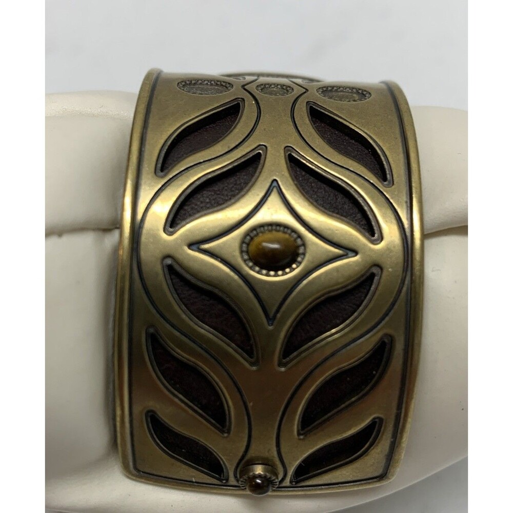 Vintage Fossil Womens Watch Cuff Leather Band 90’s Bracelet Western - Picture 9 of 12